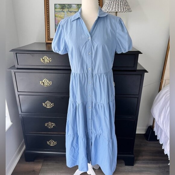 18 Centimeters Blue Button-Up Midi Dress size L - Picture 1 of 5